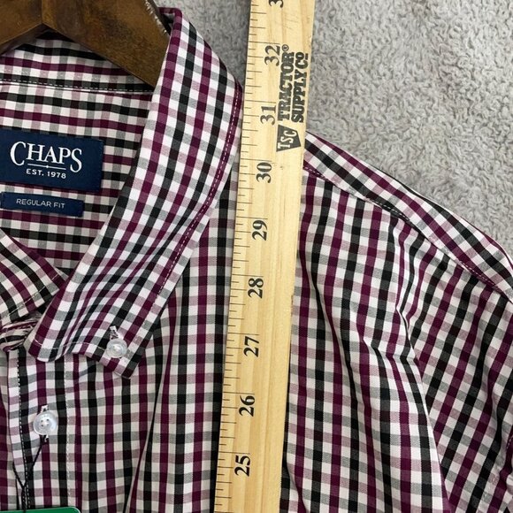 NEW Chaps Men's XL Button Down Dress Shirt Regular Fit Checkered - Picture 6 of 9
